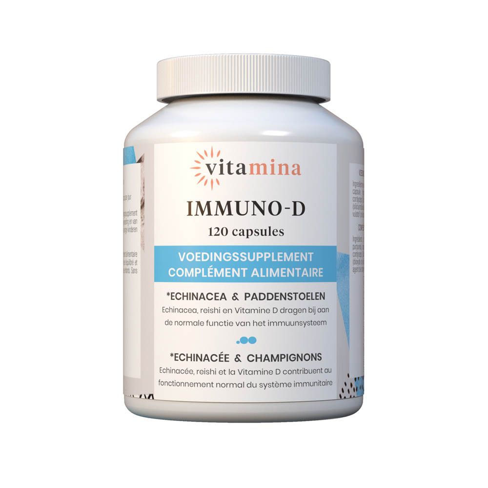 Flacon Vitamina Immuno-D, 120 gélules, complément alimentaire.