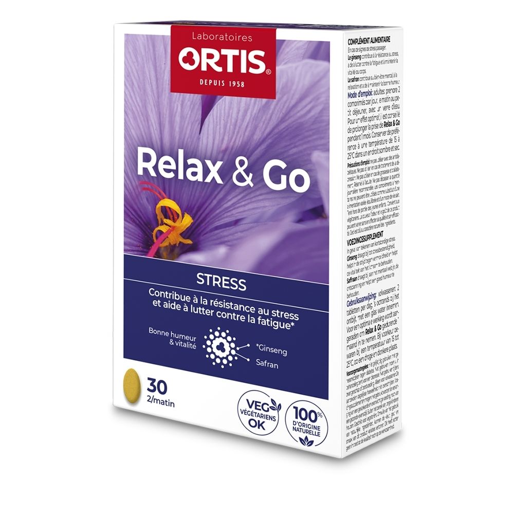 Boîte Ortis Relax & Go anti-stress, 30 gélules végétales.