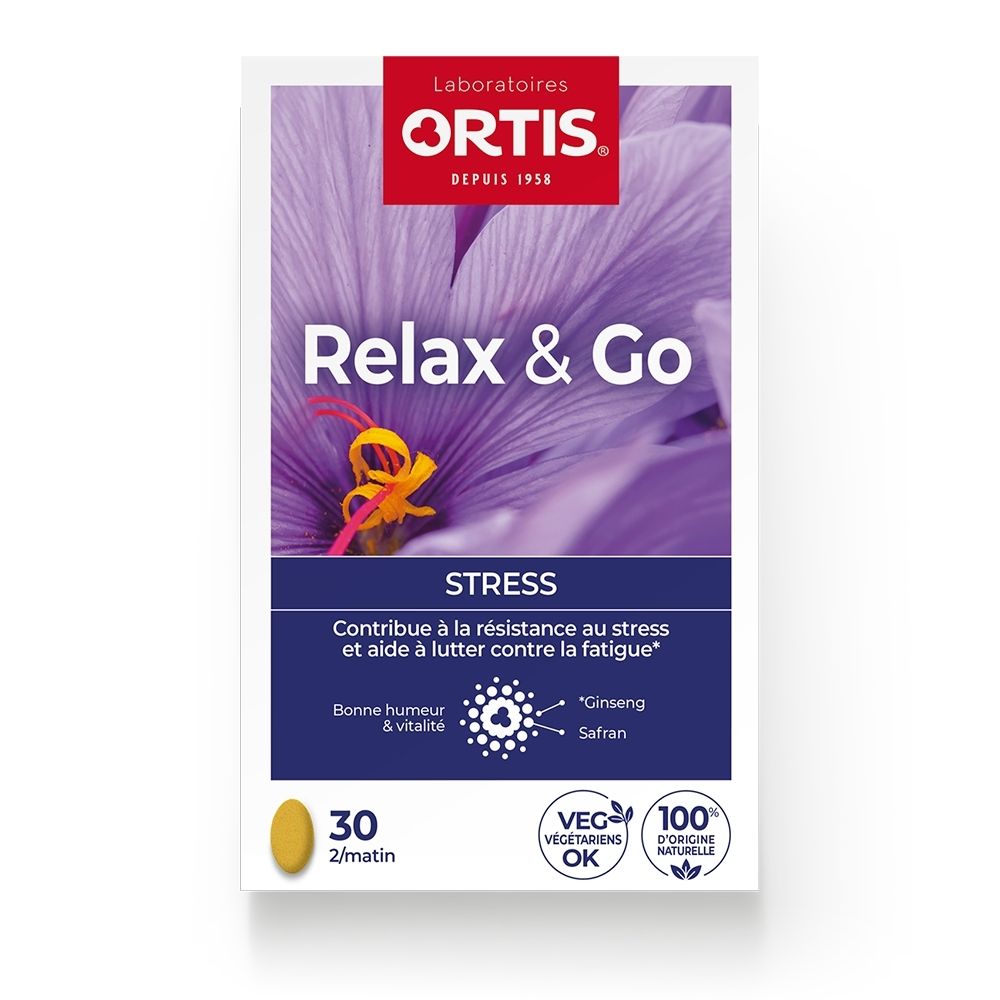 Boîte Ortis Relax & Go anti-stress, 30 gélules végétales.