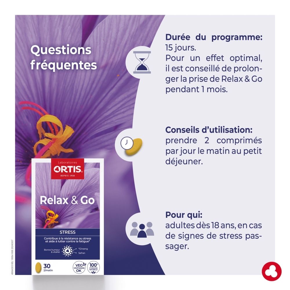 Boîte Ortis Relax & Go anti-stress, 30 gélules végétales.