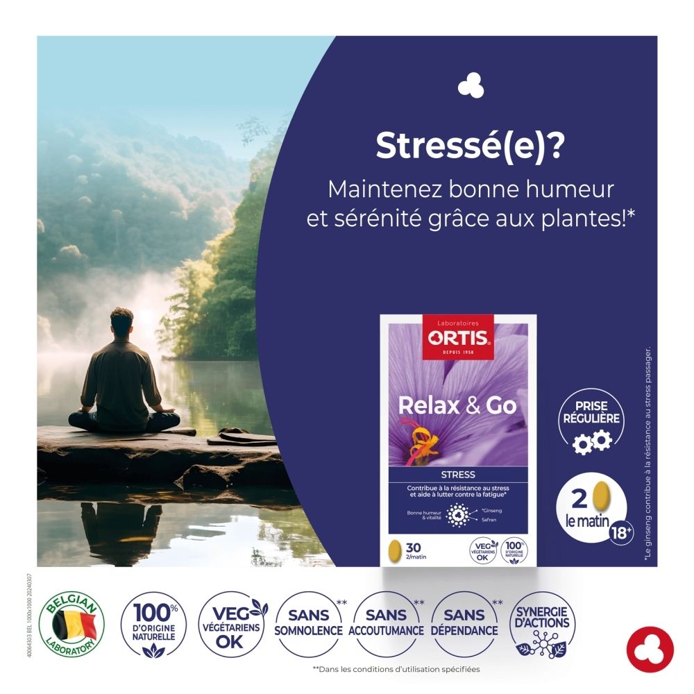 Ortis Relax & Go : Homme méditant au bord du lac pour gérer le stress.