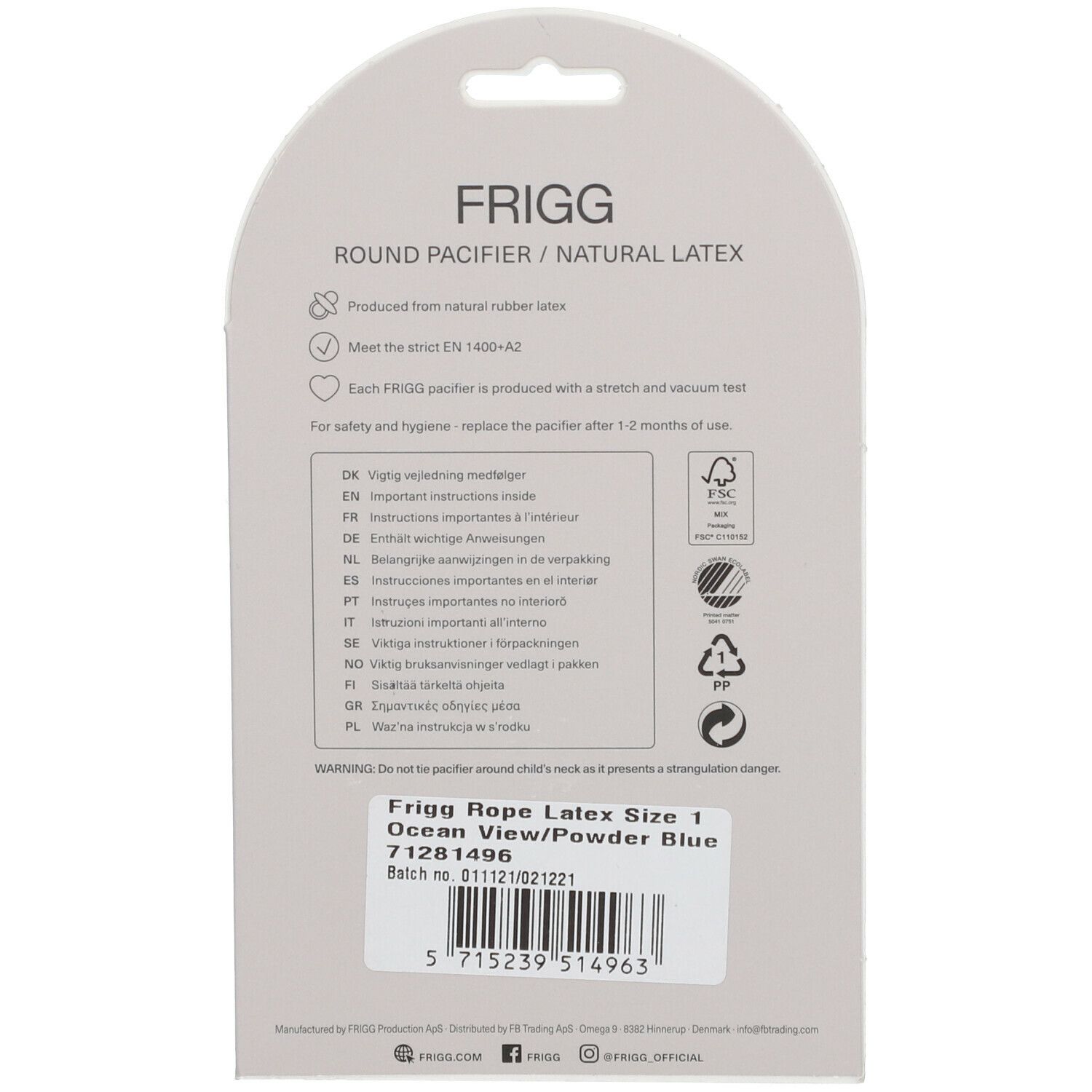 FRIGG Sucette Rope Ocean 0-6 mois