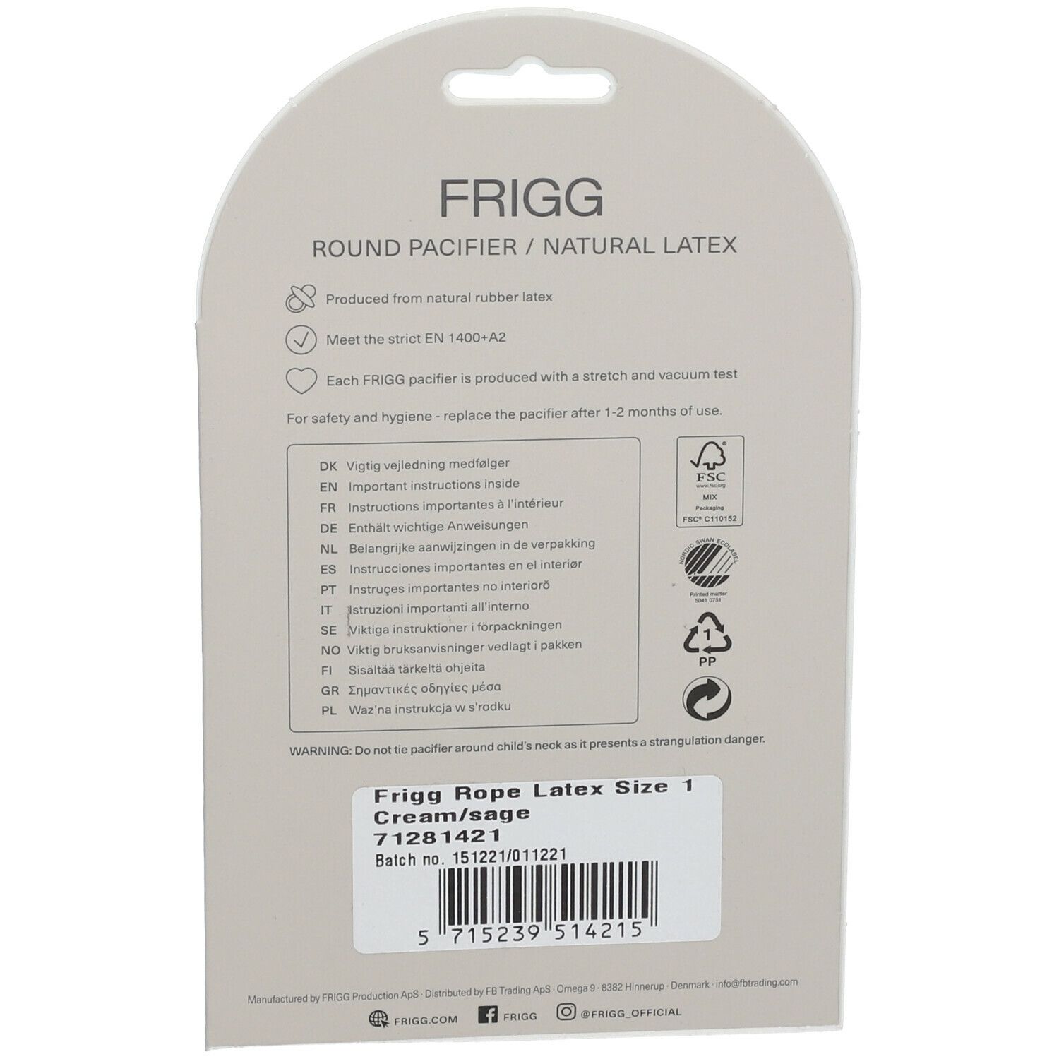 FRIGG Sucette Rope Cream-Saga 0-6 mois