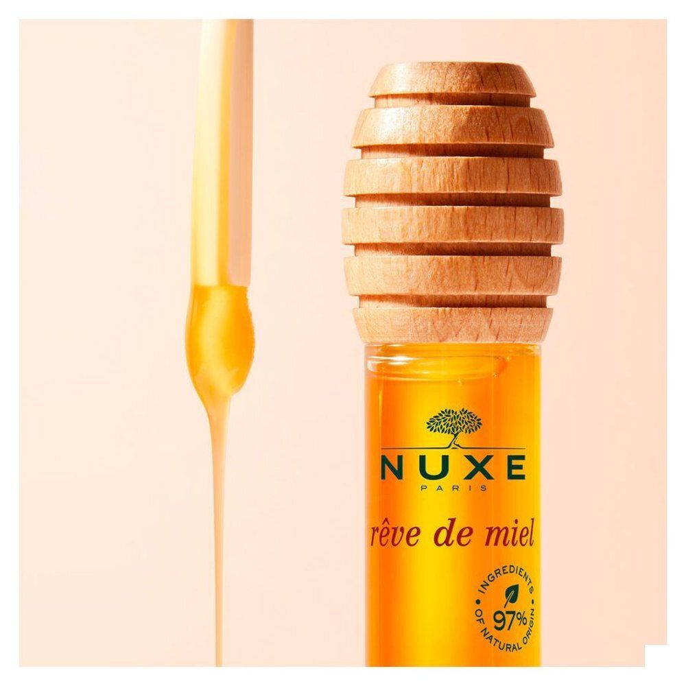 NUXE Soin Lèvres au Miel, Rêve de Miel. 10ml. Avec capuchon en bois.