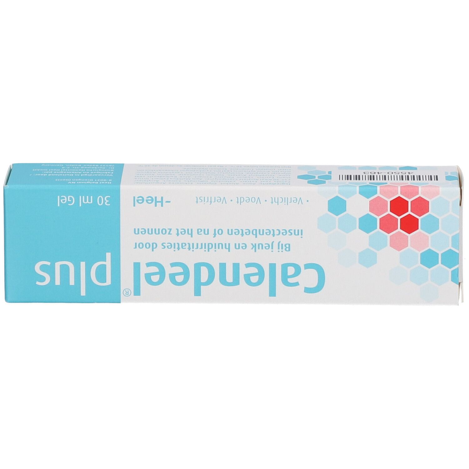 Emballage Calendeel plus. Boîte bleue avec nom du produit, informations et logo.