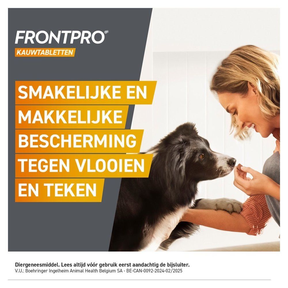 Un homme et un enfant câlinent un chien. Texte : "1 = 30 jours de protection".