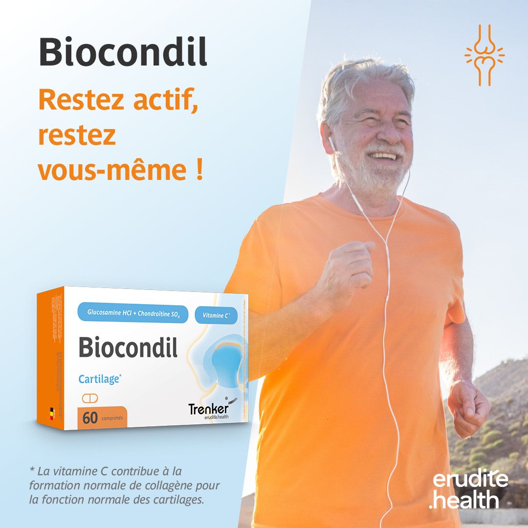 Biocondil: Nourrit le cartilage de l'intérieur. Illustration d'une articulation de genou.