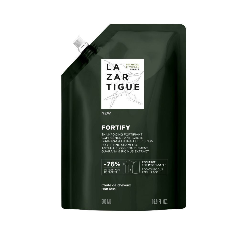 Lazartigue Fortify Shampooing Fortifiant Complément Anti-Chute Guarana & Extrait de Ricinus Récharge 500 ml