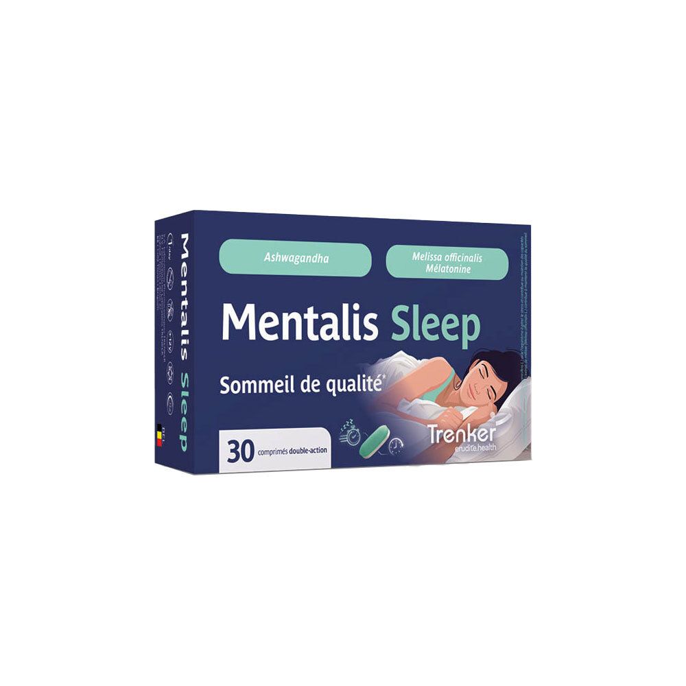 Boîte Mentalis Sleep de 30 comprimés, Ashwagandha et Mélatonine.