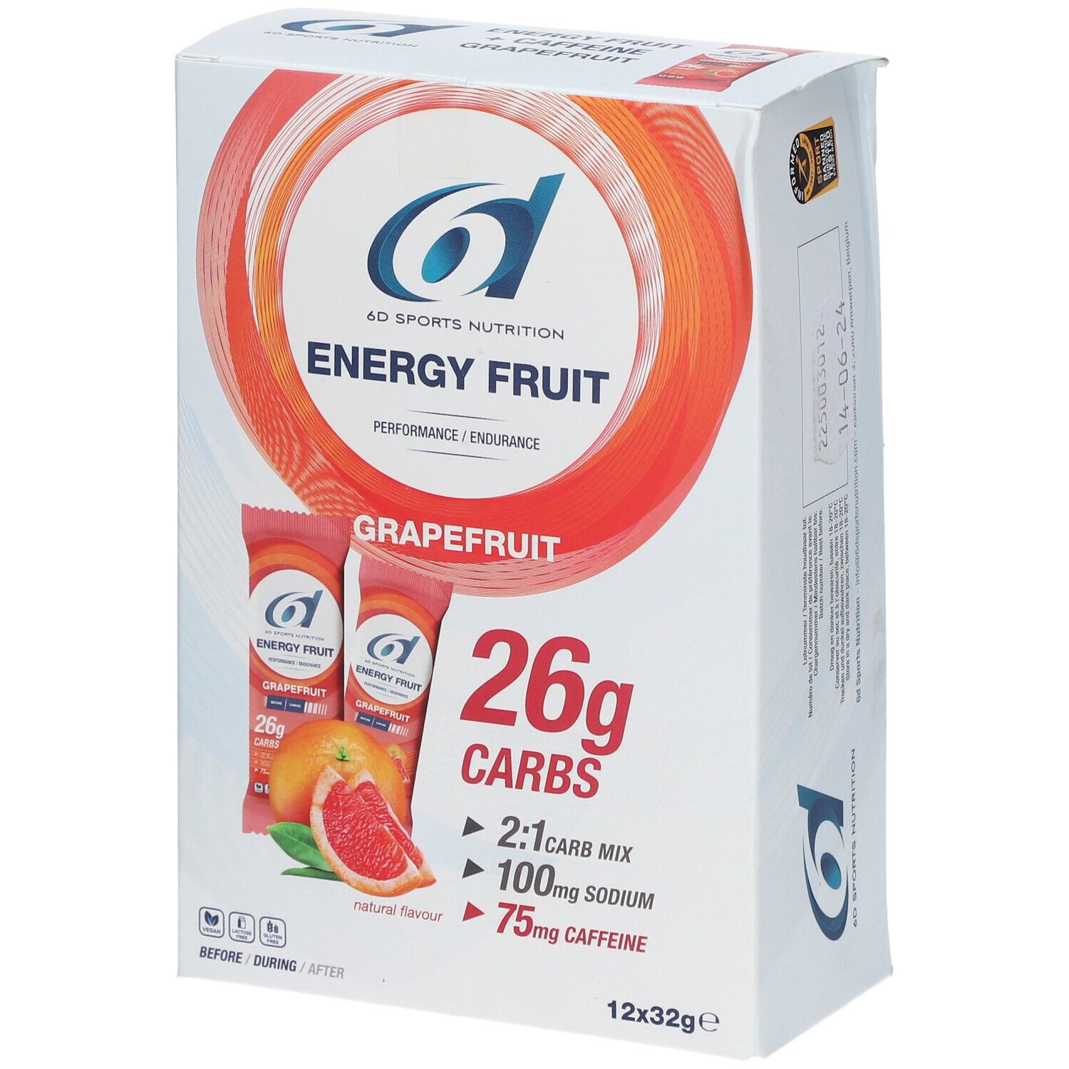 6D SPORTS NUTRITION Energy Fruit Pamplemousse + Caféine