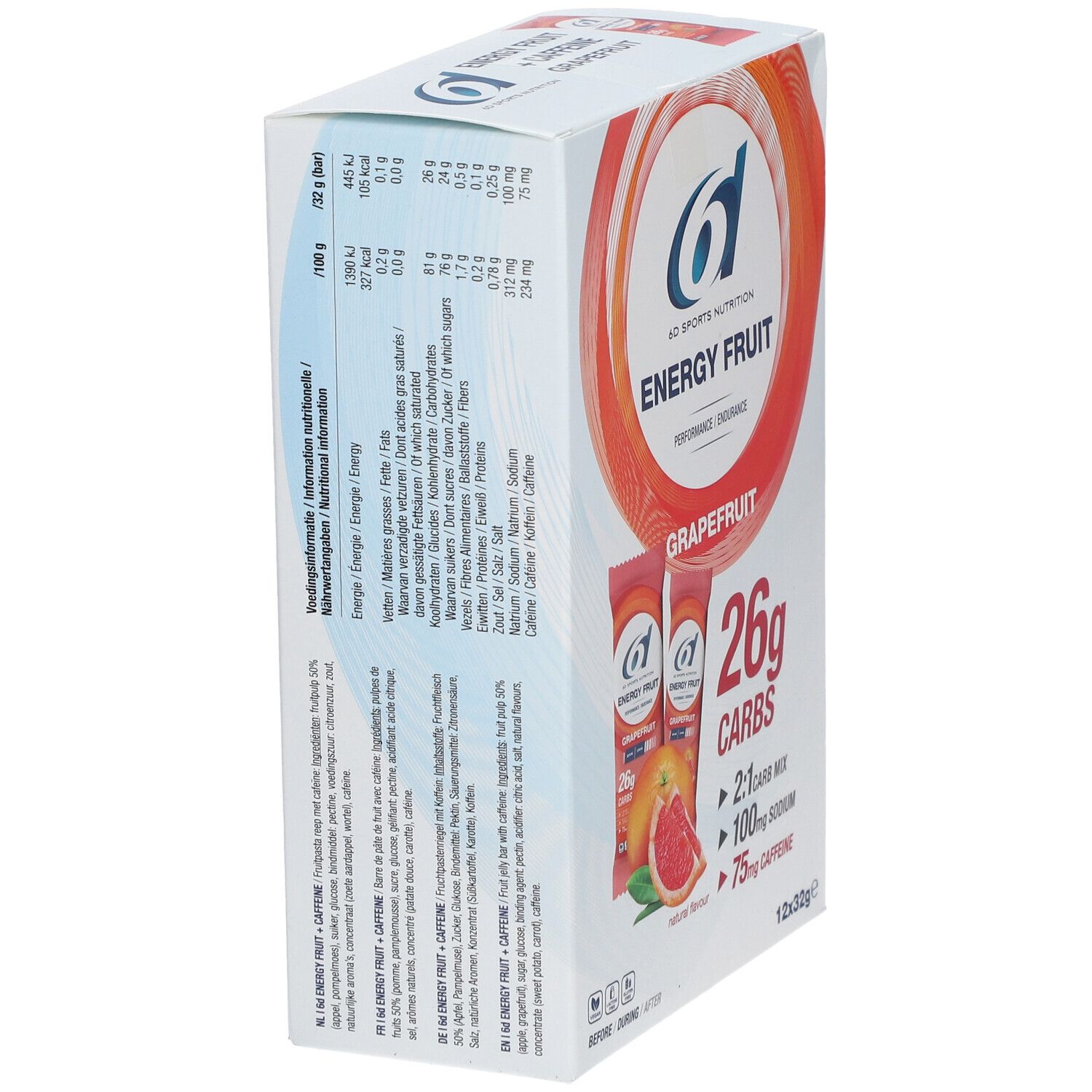 6D SPORTS NUTRITION Energy Fruit Pamplemousse + Caféine