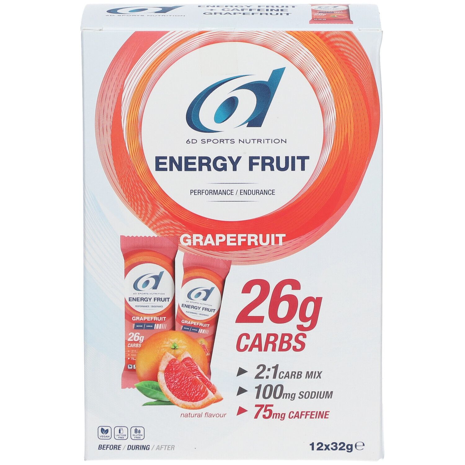 6D SPORTS NUTRITION Energy Fruit Pamplemousse + Caféine
