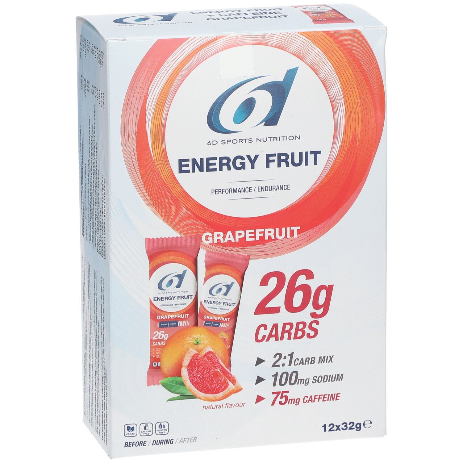 6D SPORTS NUTRITION Energy Fruit Pamplemousse + Caféine