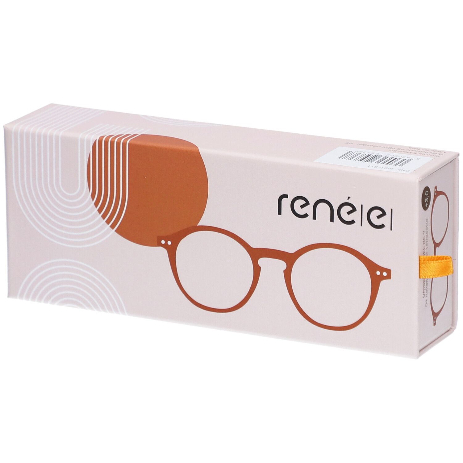 Étui à lunettes avec illustration de lunettes. Marque : renÉ(e)®. Couleur : Italian Summer Terracotta. Impression.