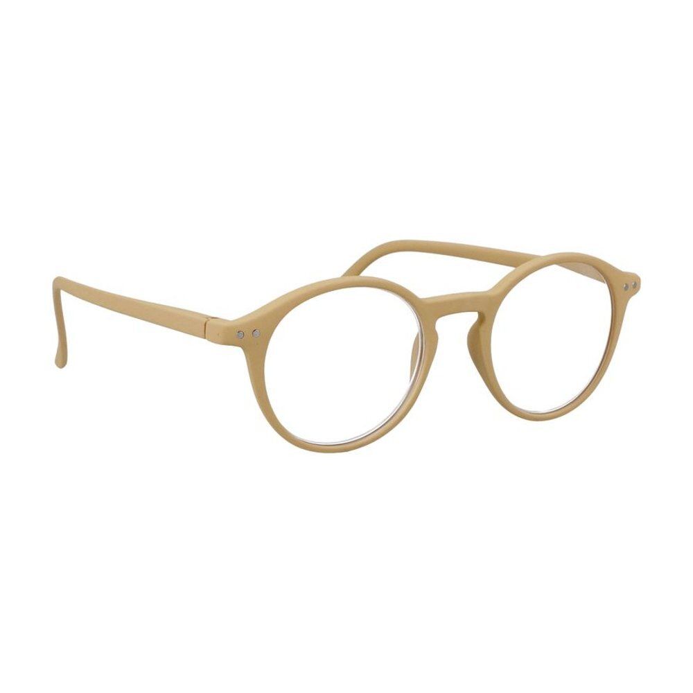 Lunettes de lecture Renée, rondes, beige, sans boîte.