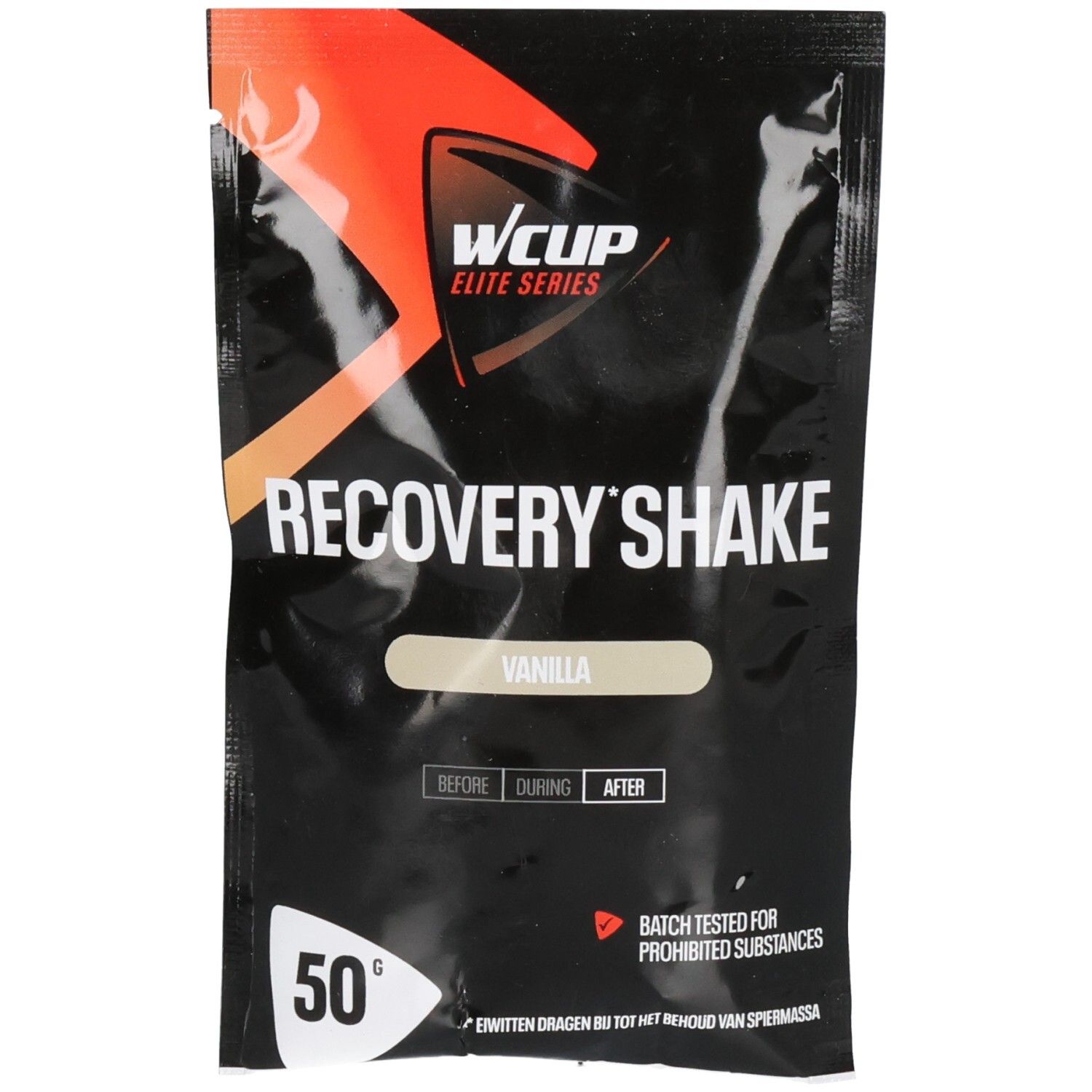Sachet de poudre WCUP Recovery Shake Vanille.