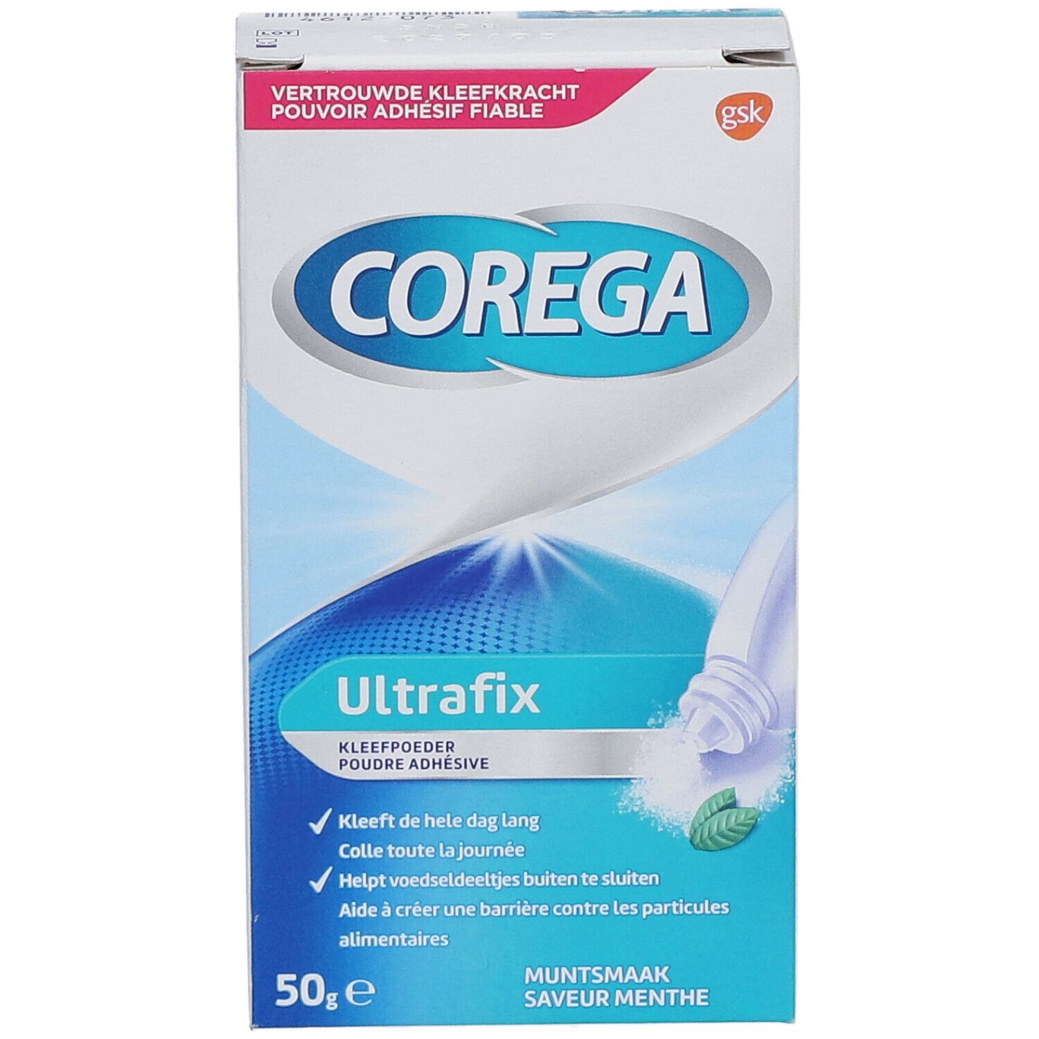 Corega Ultrafix Poudre Adhésive Menthe 50 g poudre 50 g - Redcare Pharmacie