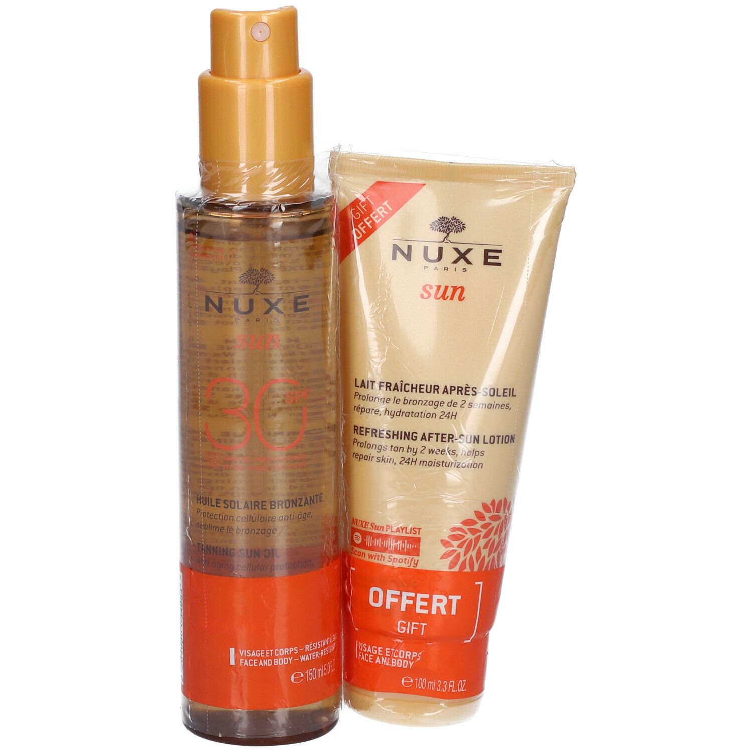 Nuxe Sun Huile Solaire Bronzante Spf30 Et Lait Fraicheur Après Soleil Offert 150 Ml Redcare 