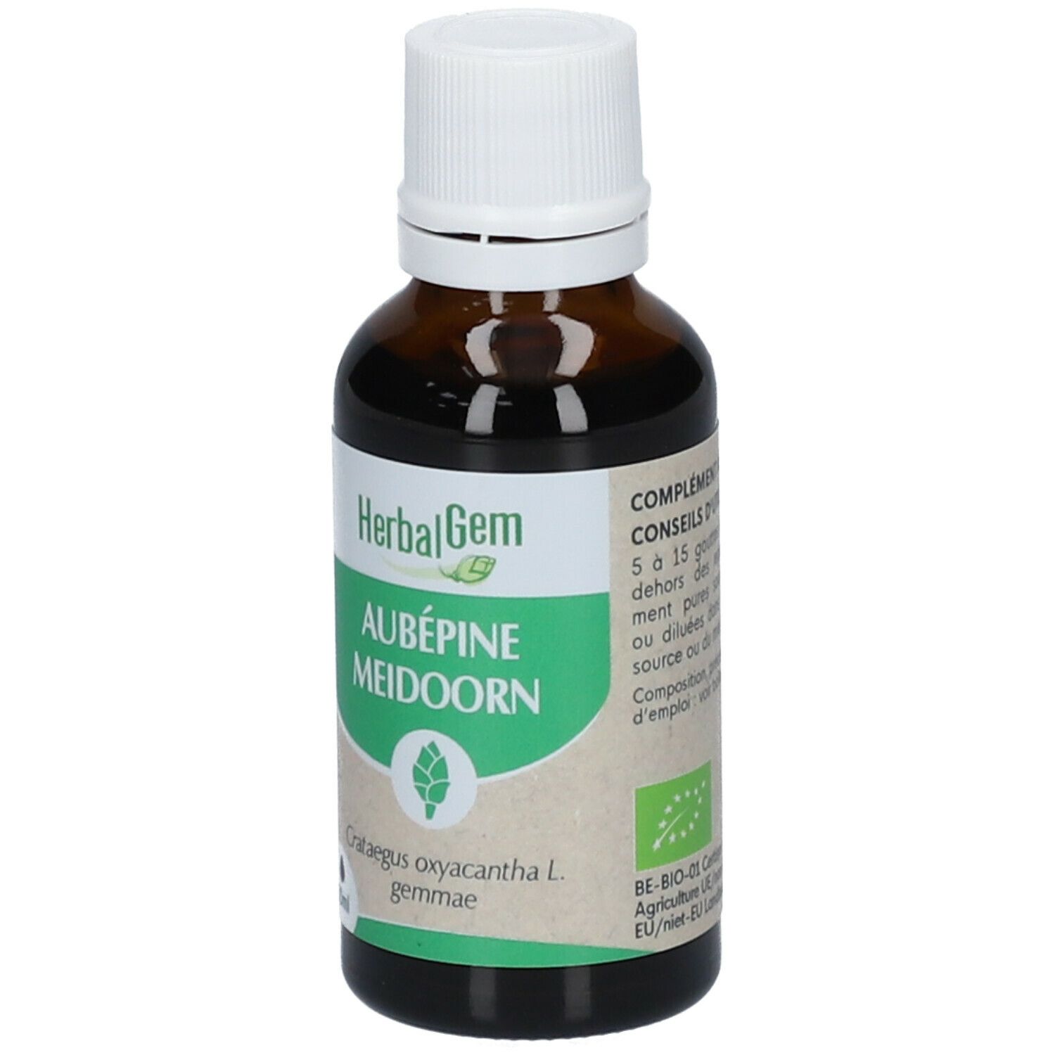 HERBALGEM - Aubépine Bio - Complément Alimentaire  - Extrait De Bourgeon Frais - Pour Circulation Sanguine - 30 ml