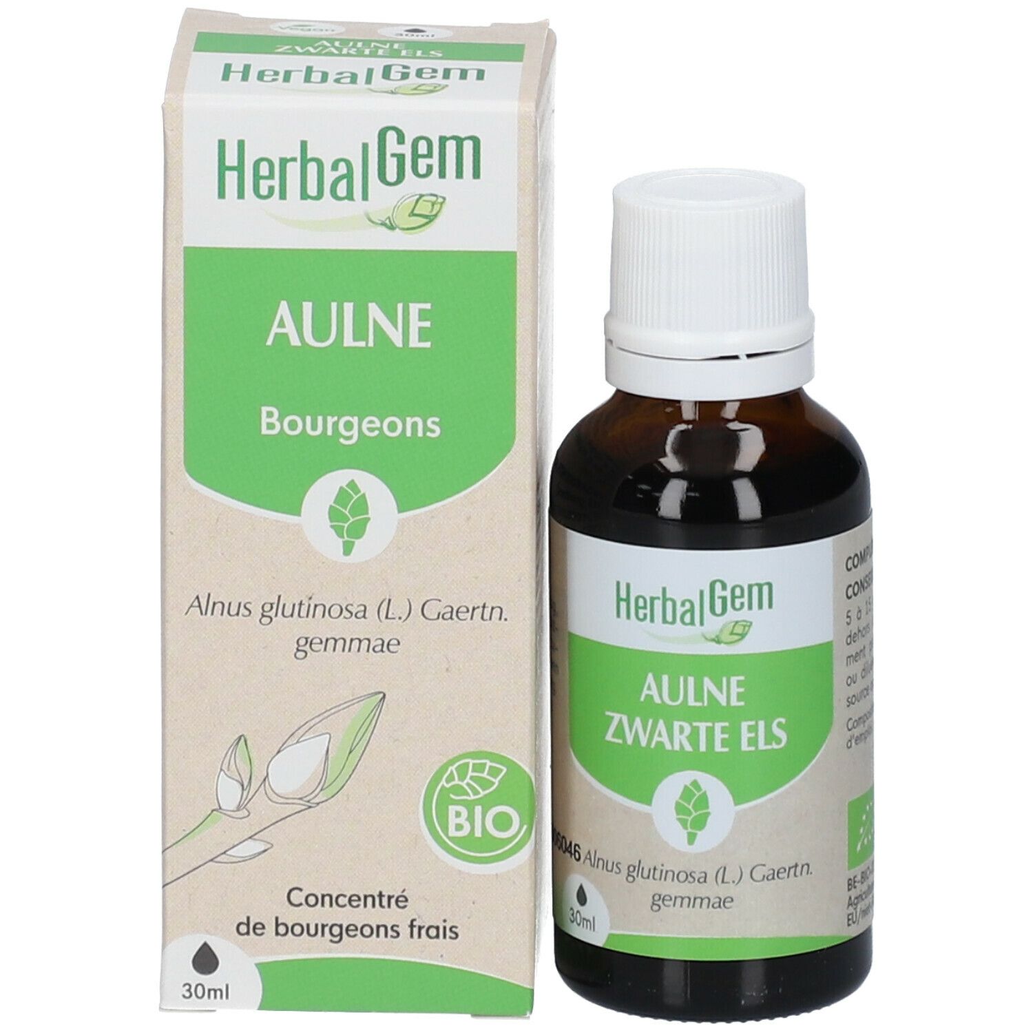 HERBALGEM - Aulne Bio - Complément Alimentaire  - Extrait De Bourgeon Frais - Pour Défenses Naturelles & Circulation -  - 30 ml