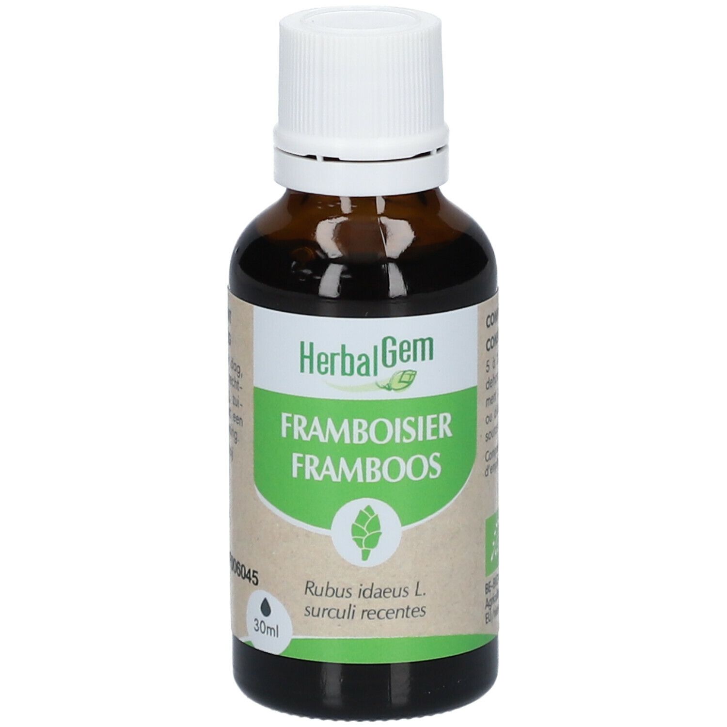 HERBALGEM - Framboisier Bio - Complément Alimentaire  - Extrait De Bourgeon Frais - Pour Santé Féminine - 30 ml