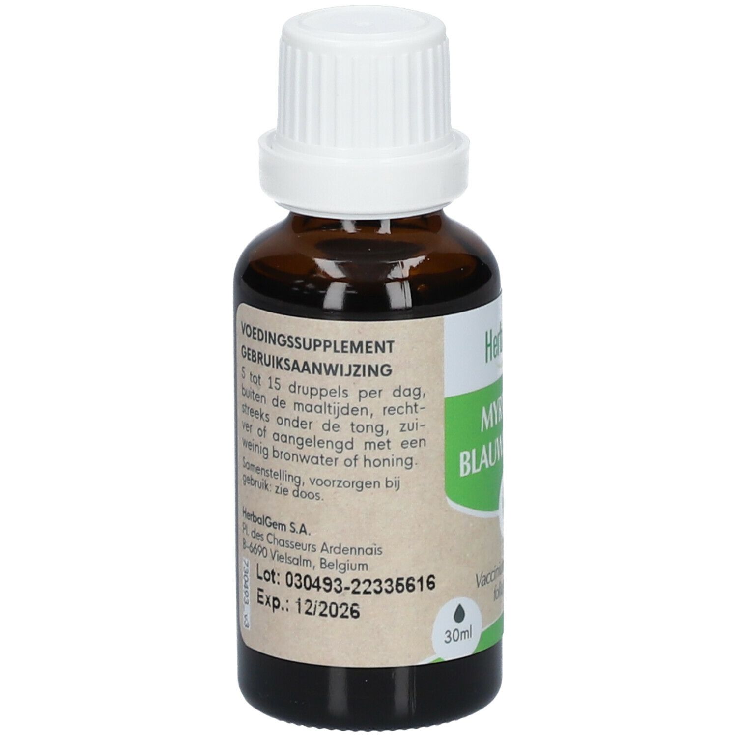 HERBALGEM - Myrtillier Bio - Complément Alimentaire  - Extrait De Bourgeon Frais - Pour Les Yeux -  - 30 ml