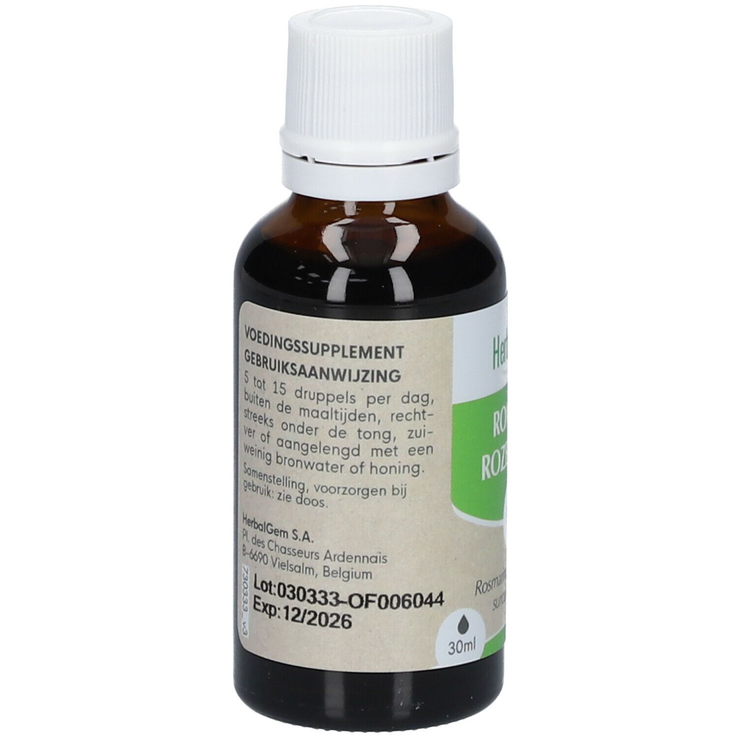 HERBALGEM - Romarin Bio - Complément Alimentaire  - Extrait De Bourgeon Frais - Pour Digestion, Drainage, Détox - 30 ml