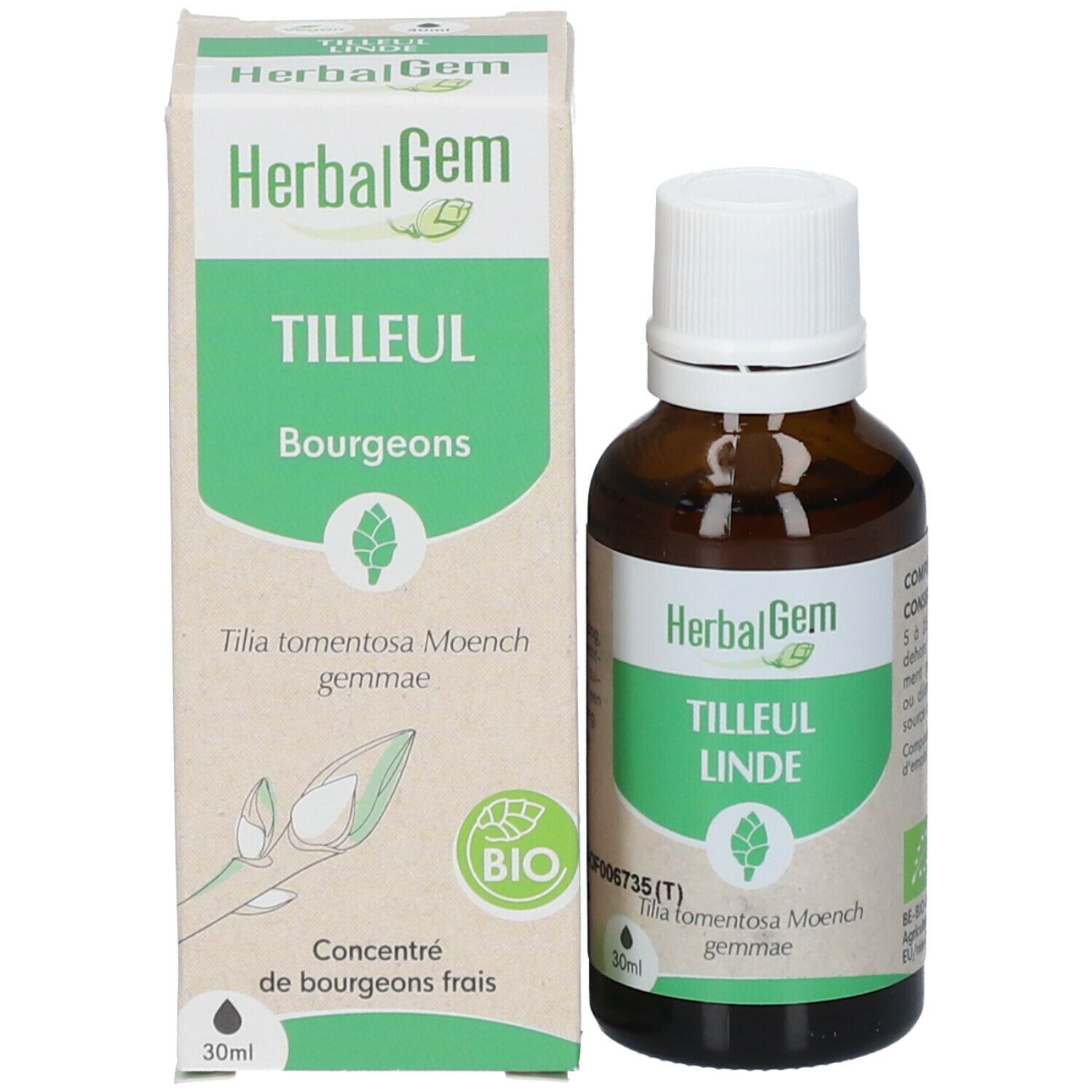 HERBALGEM - Tilleul Bio - Complément Alimentaire  - Extrait De Bourgeon Frais - Pour Sommeil & Détente - 30 ml