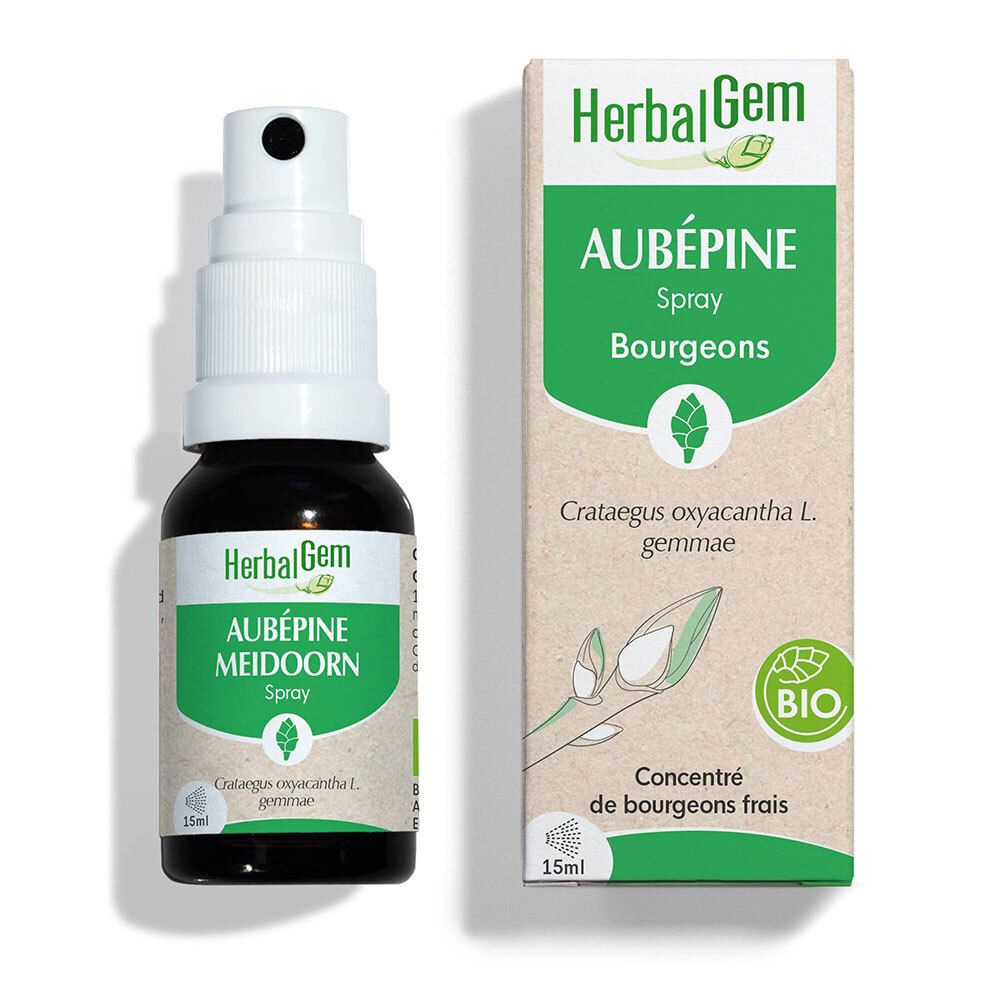 HERBALGEM - Aubépine Bio - Complément Alimentaire  - Extrait De Bourgeon Frais - Pour Circulation Sanguine - 15 ml