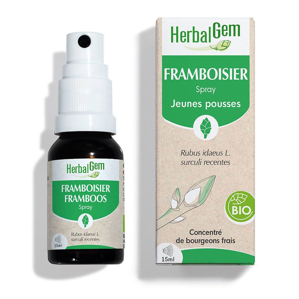 HERBALGEM - Framboisier Bio - Complément Alimentaire  - Extrait De Bourgeon Frais - Pour Santé Féminine - 15 ml