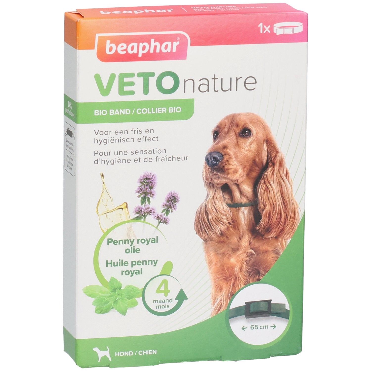 Collier Bio Beaphar Vetonature pour chien, 65 cm. Huile penny royal.