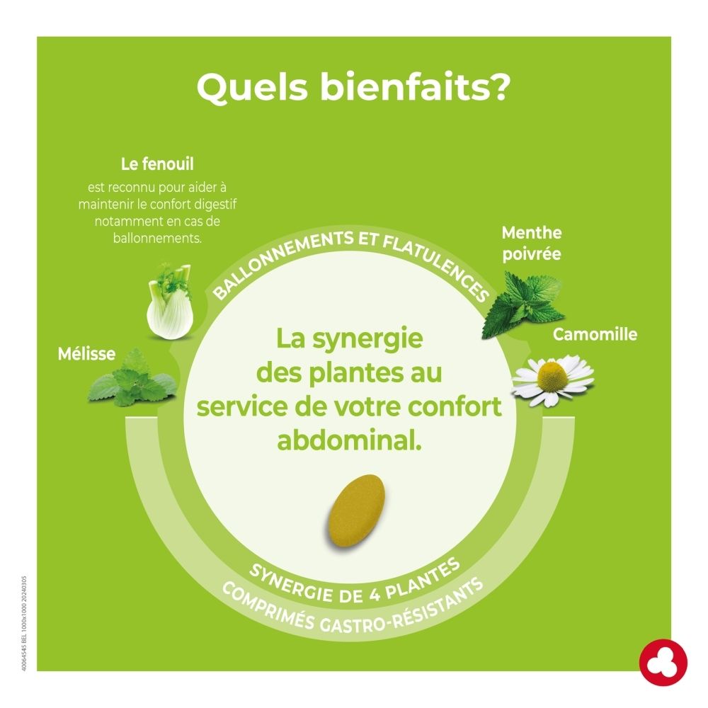 Boîte Ortis Colon Relax Forte avec fleur de camomille, 30 comprimés gastro-résistants.