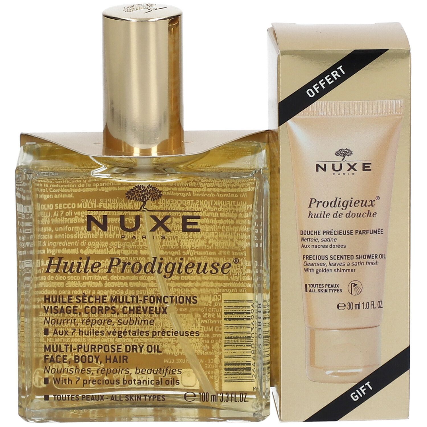 NUXE Huile Prodigieuse® Huile sèche + Prodigieux® Huile de Douche OFFERT