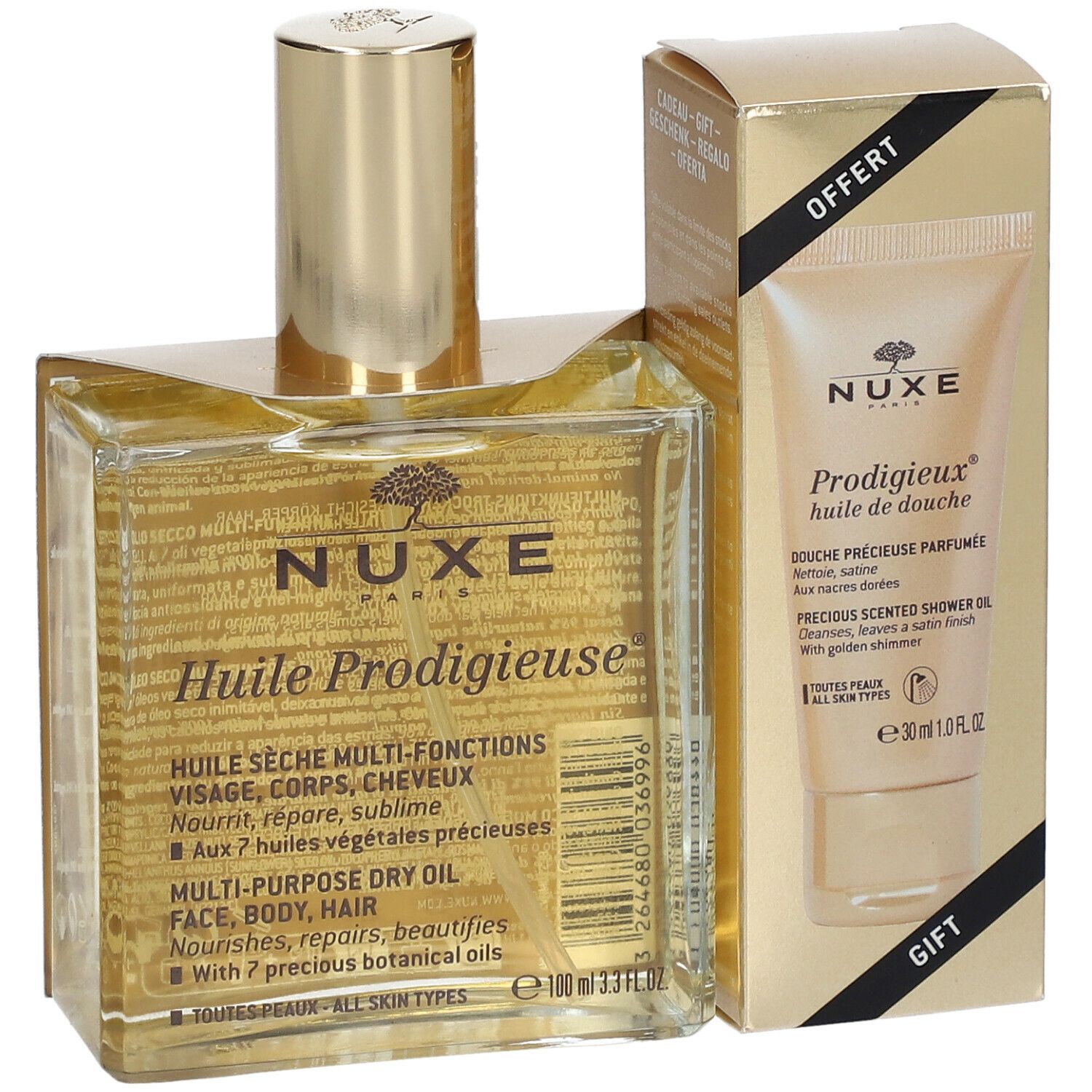 NUXE Huile Prodigieuse® Huile sèche + Prodigieux® Huile de Douche OFFERT