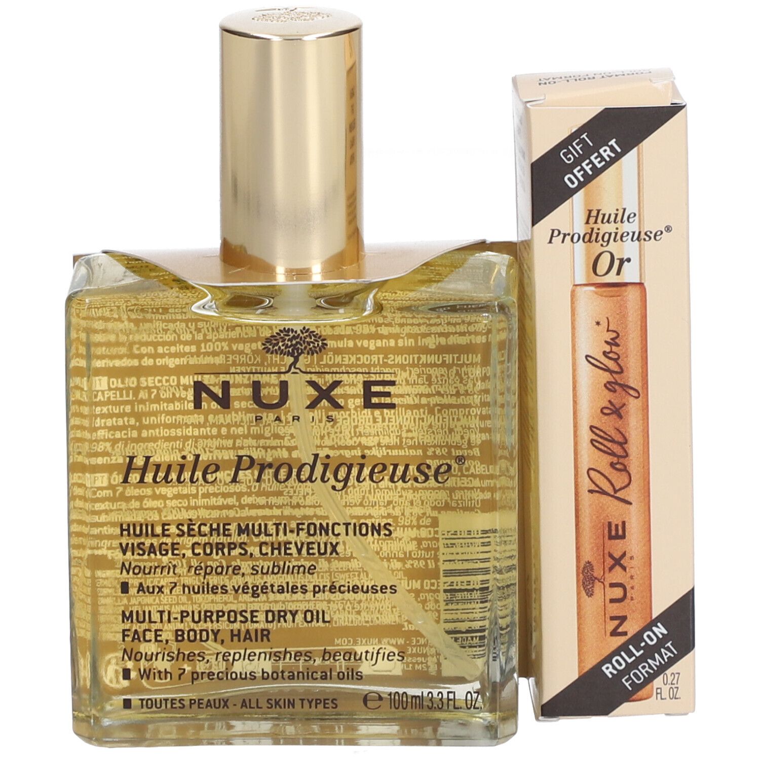 NUXE Huile Prodigieuse® Classique 100 ml + Huile Prodigieuse OR Roll-On 8 ml