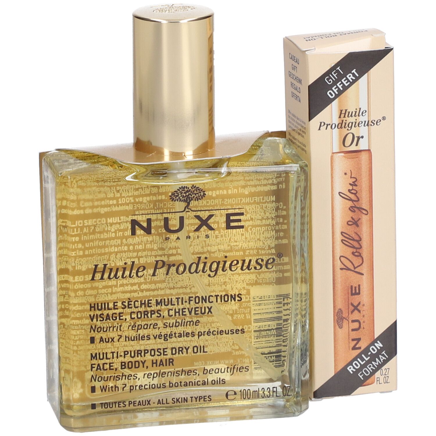 NUXE Huile Prodigieuse® Classique 100 ml + Huile Prodigieuse OR Roll-On 8 ml
