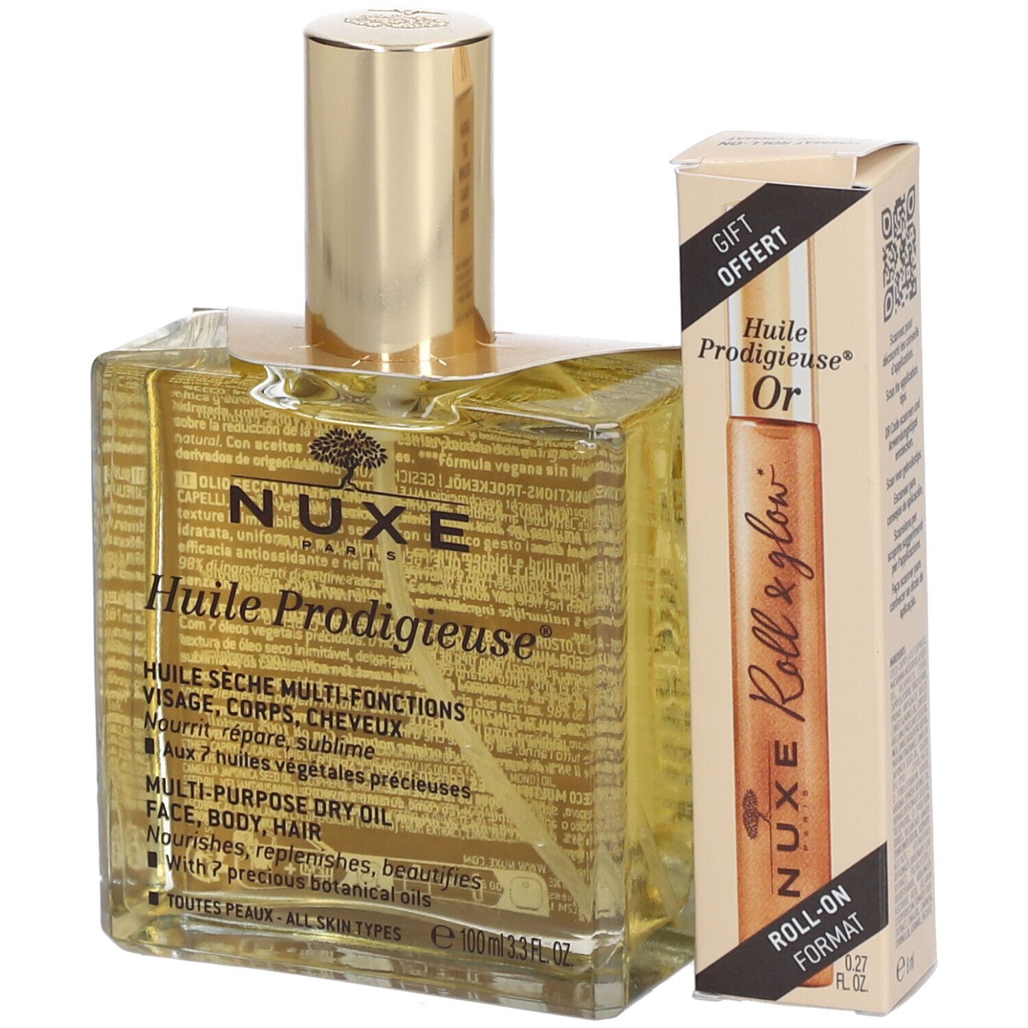 NUXE Huile Prodigieuse® Classique 100 ml + Huile Prodigieuse OR Roll-On 8 ml