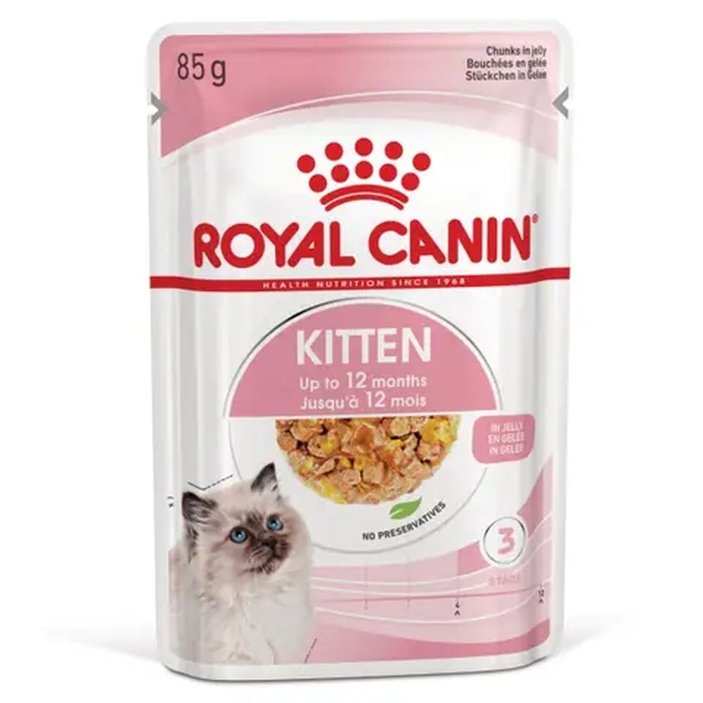 Royal Canin Kitten: Sachet 85g "En Gelée". Pour chatons jusqu'à 12 mois. Sans conservateurs.