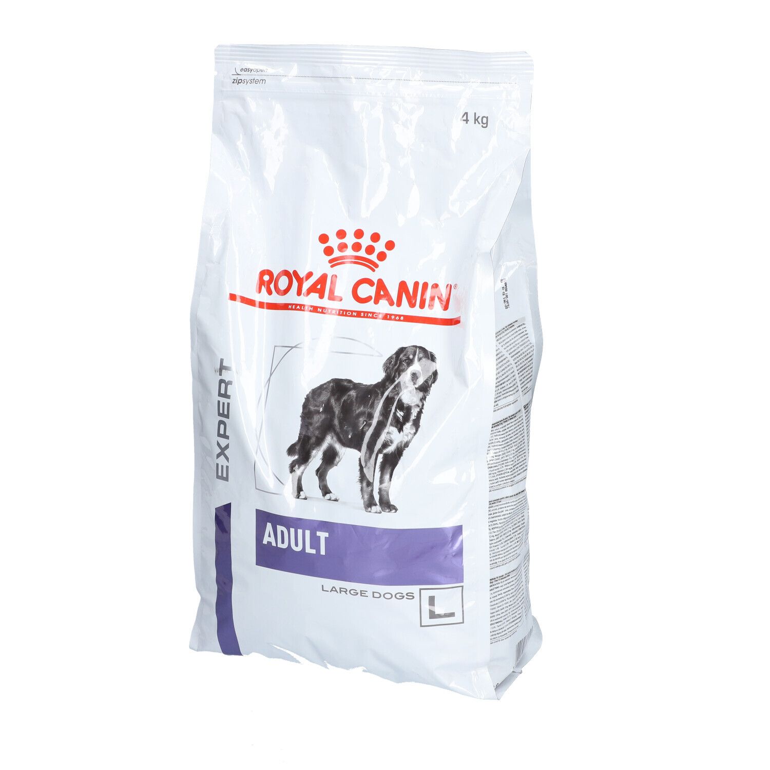 Sac Royal Canin Expert Adult Large Dogs. Logo, chien, texte. 4 kg.