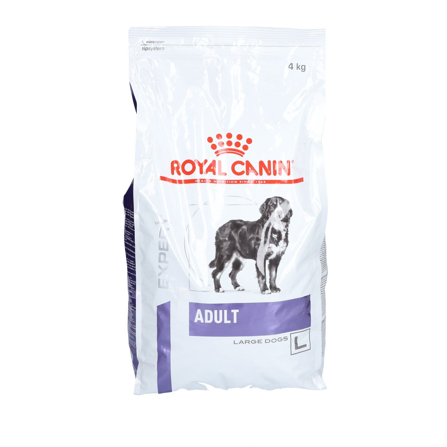 Sac Royal Canin Expert Adult Large Dogs. Logo, chien, texte. 4 kg.