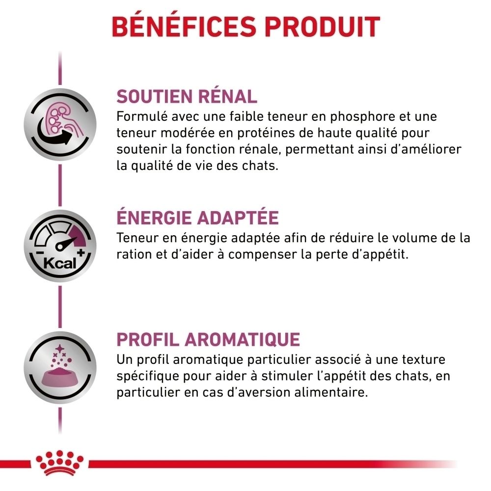 ROYAL CANIN Veterinary Renal Chicken Sachet individuel avec contenu en sauce.