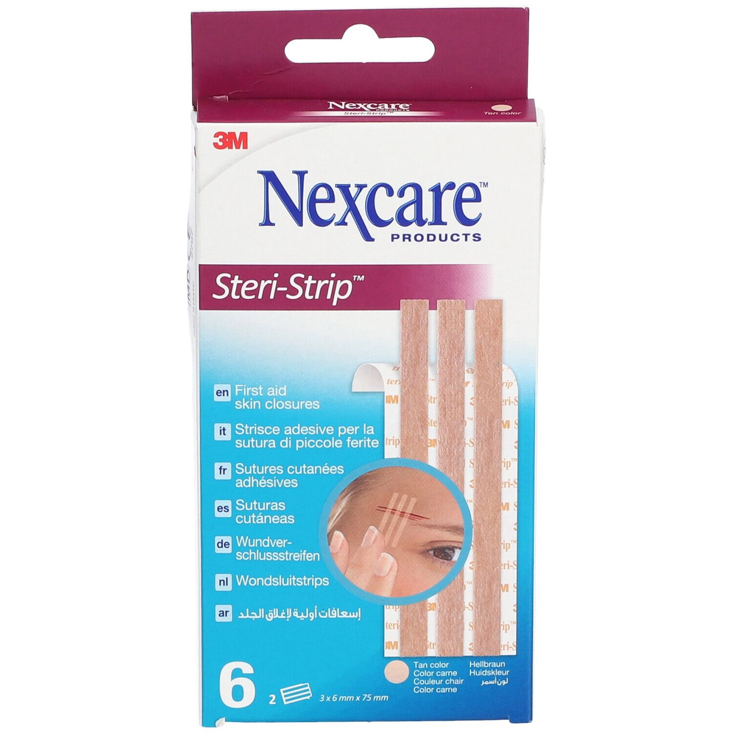 Nexcare™ Steri-Strip™ Sutures Cutanées Couleur de Peau 6 mm x 75 mm