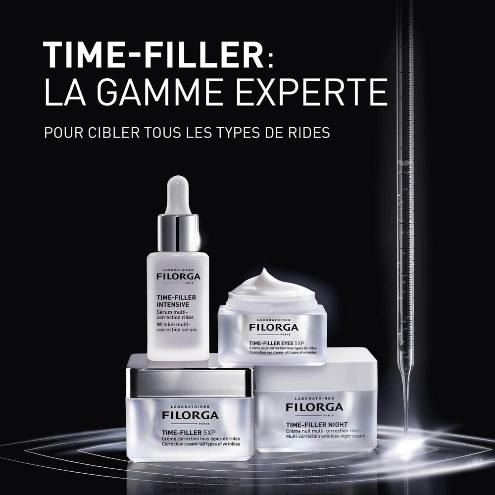 Plusieurs produits FILORGA. Inscription : Time-Filler : la gamme experte.