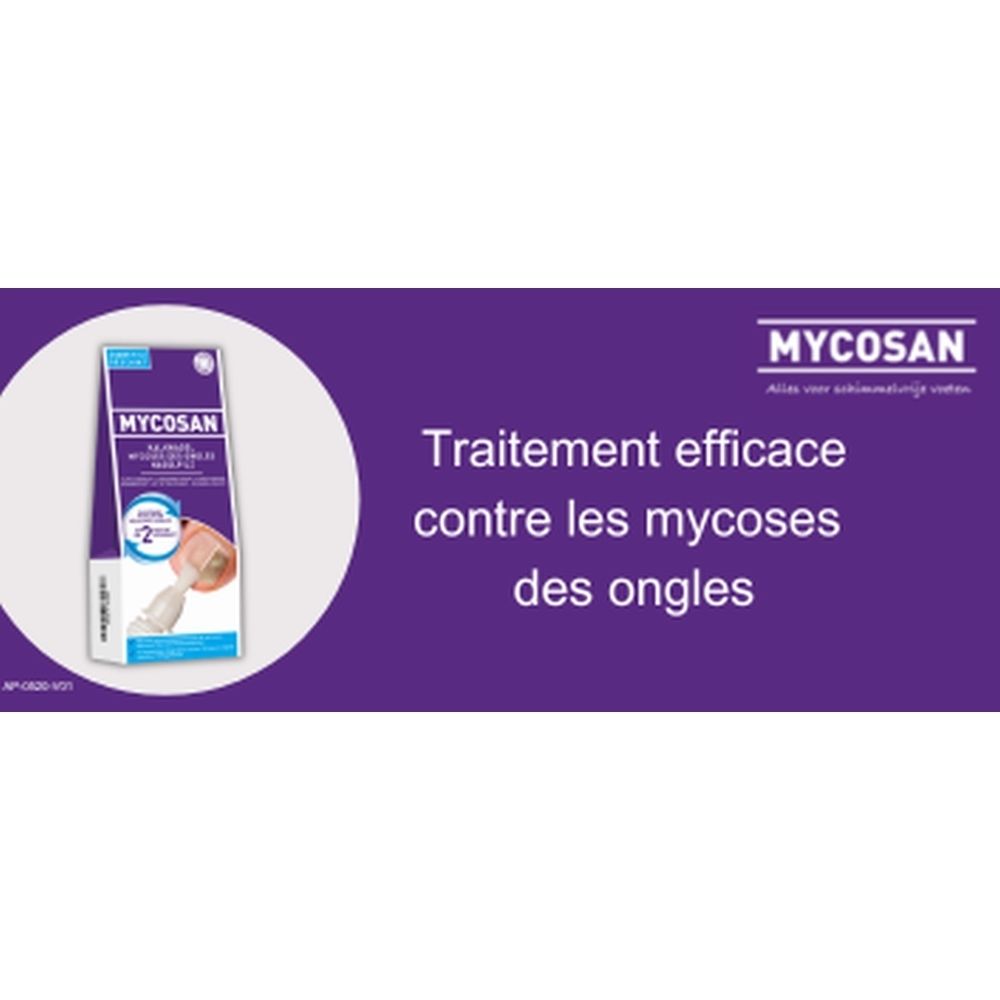 Logo Mycosan. Traitement des mycoses des ongles. Traitement efficace. Convient aux diabétiques. Cliniquement prouvé.