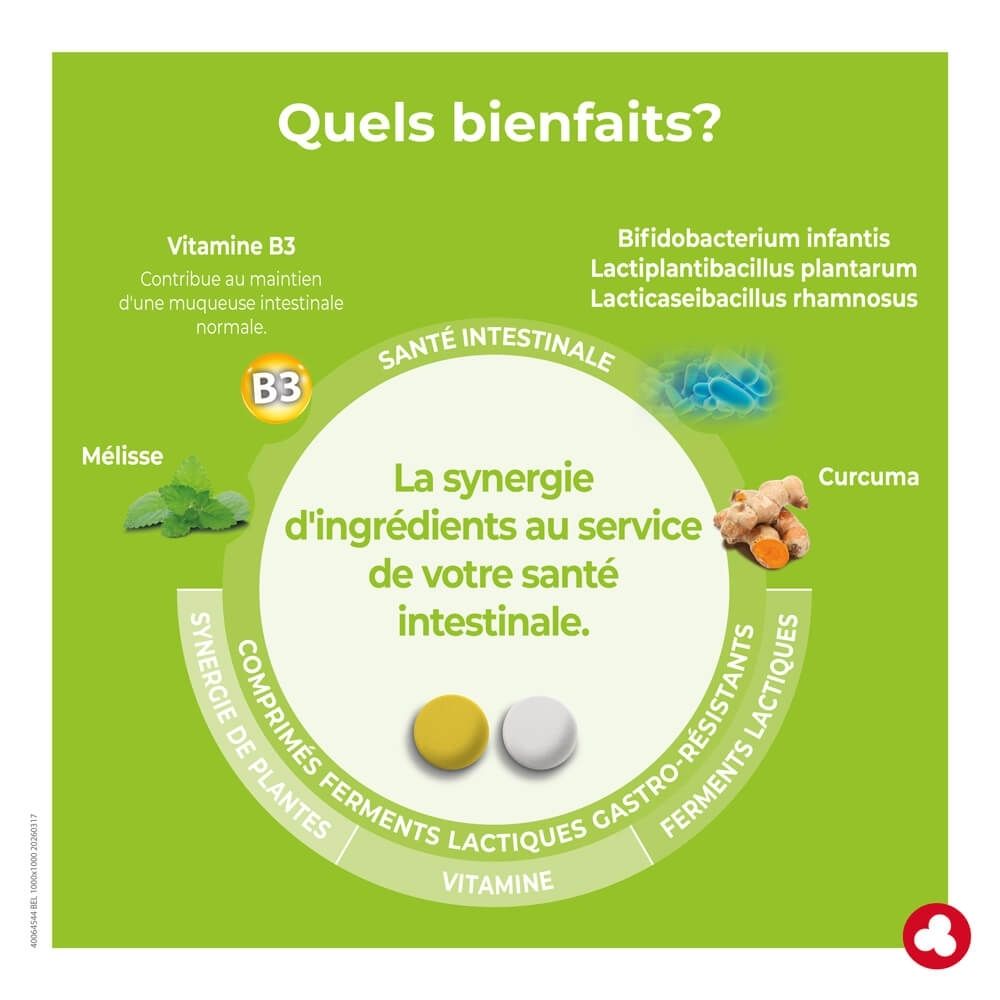 Boîte Ortis Colon Balance Regular sur fond de feuilles de menthe.
