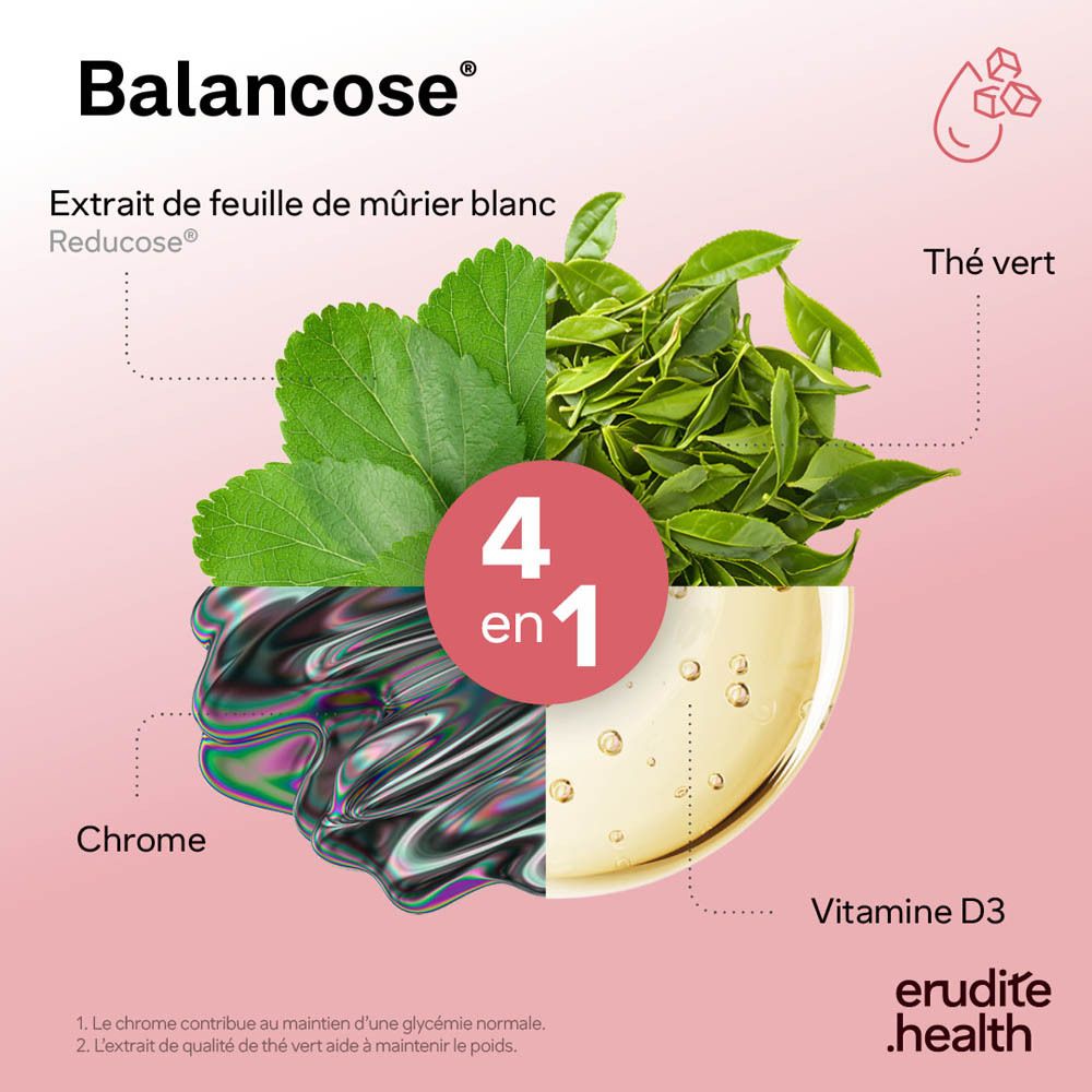 Balancose : dosage (2x1 gélule/jour, 5 min avant repas), composition.