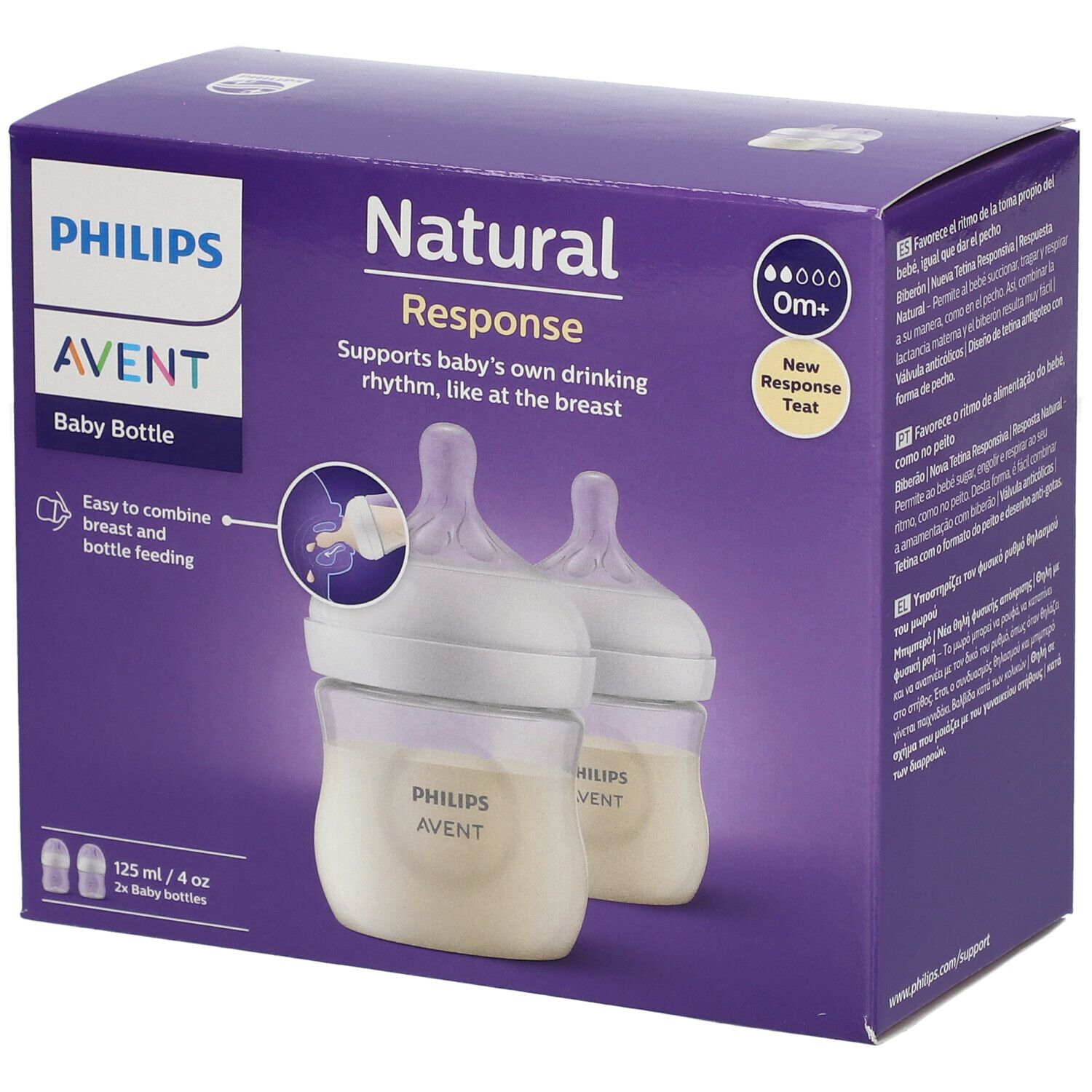 Philips Avent - Lot de 2 biberons Natural Response, 125 ml, dès la naissance