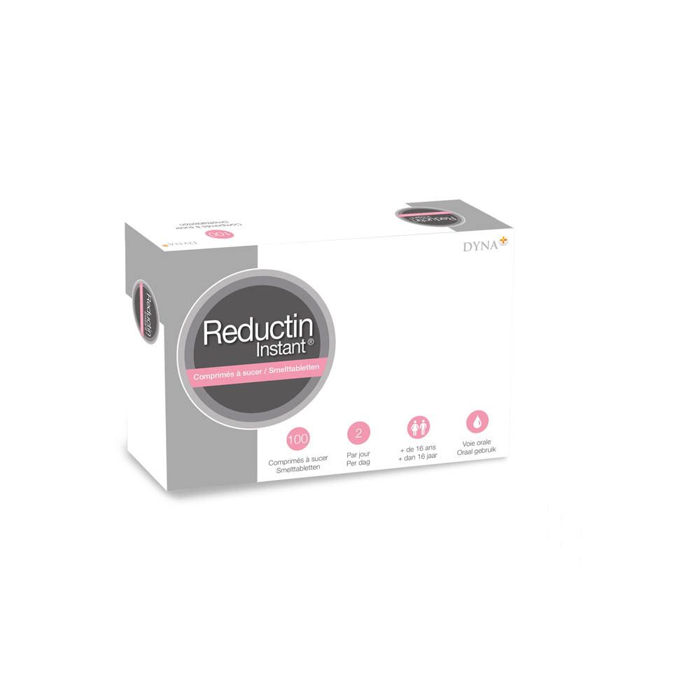 Boîte blanche avec nom et logo du produit. Contient 100 comprimés, 2 par jour, à partir de 16 ans, voie orale.