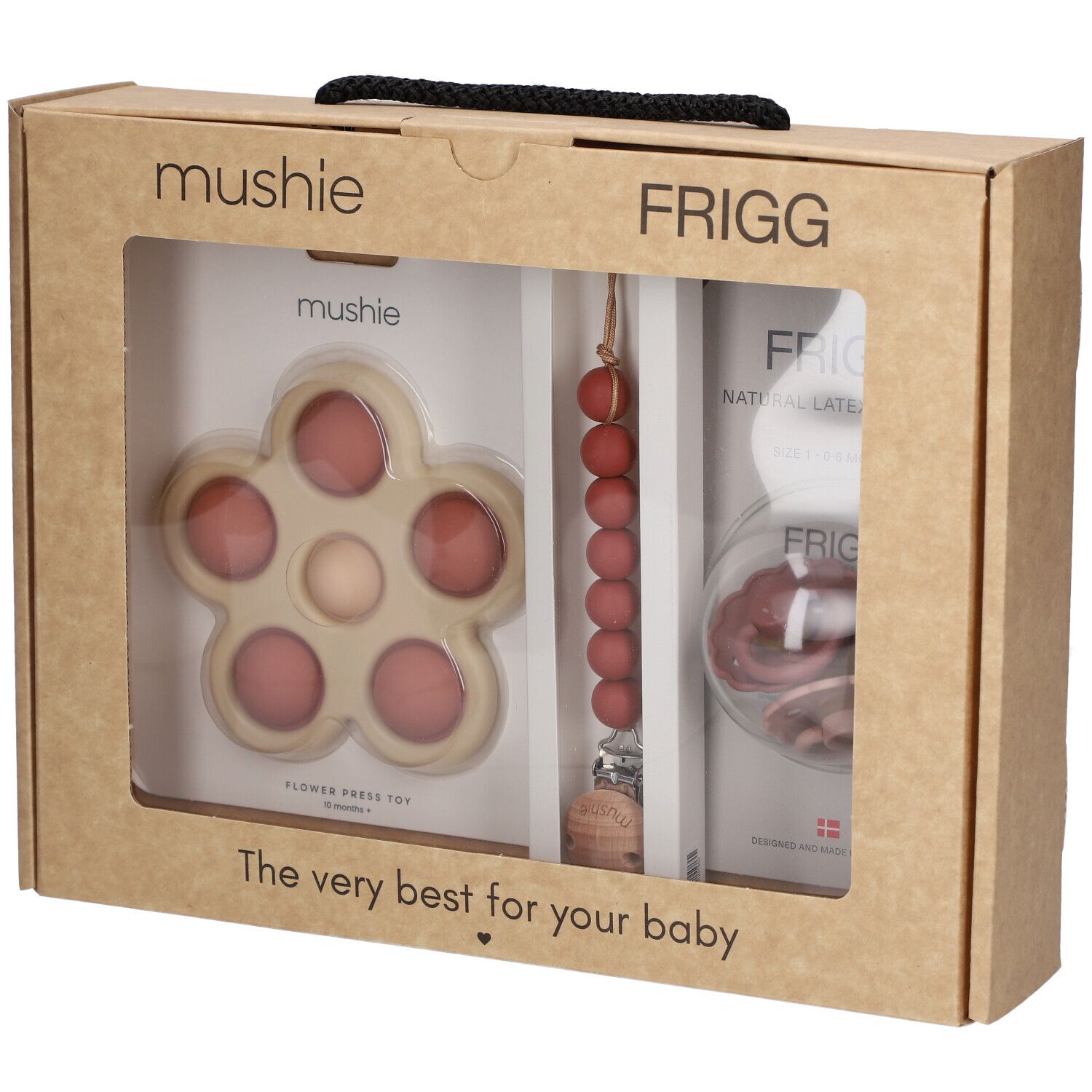 FRIGG Mushie boîte cadeau pour bébé, rose