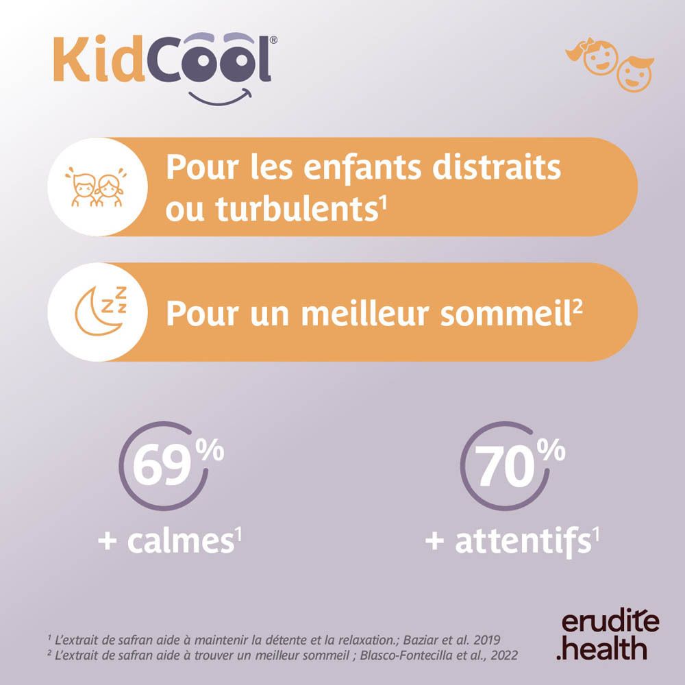 Avant de la boîte avec 'KidCool', illustration de koala et textes français comme 'Détente & relaxation'.